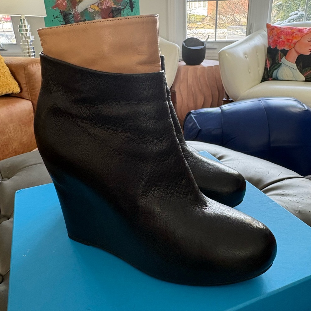 Maison Martin Margiela Black and Tan Wedge Boots